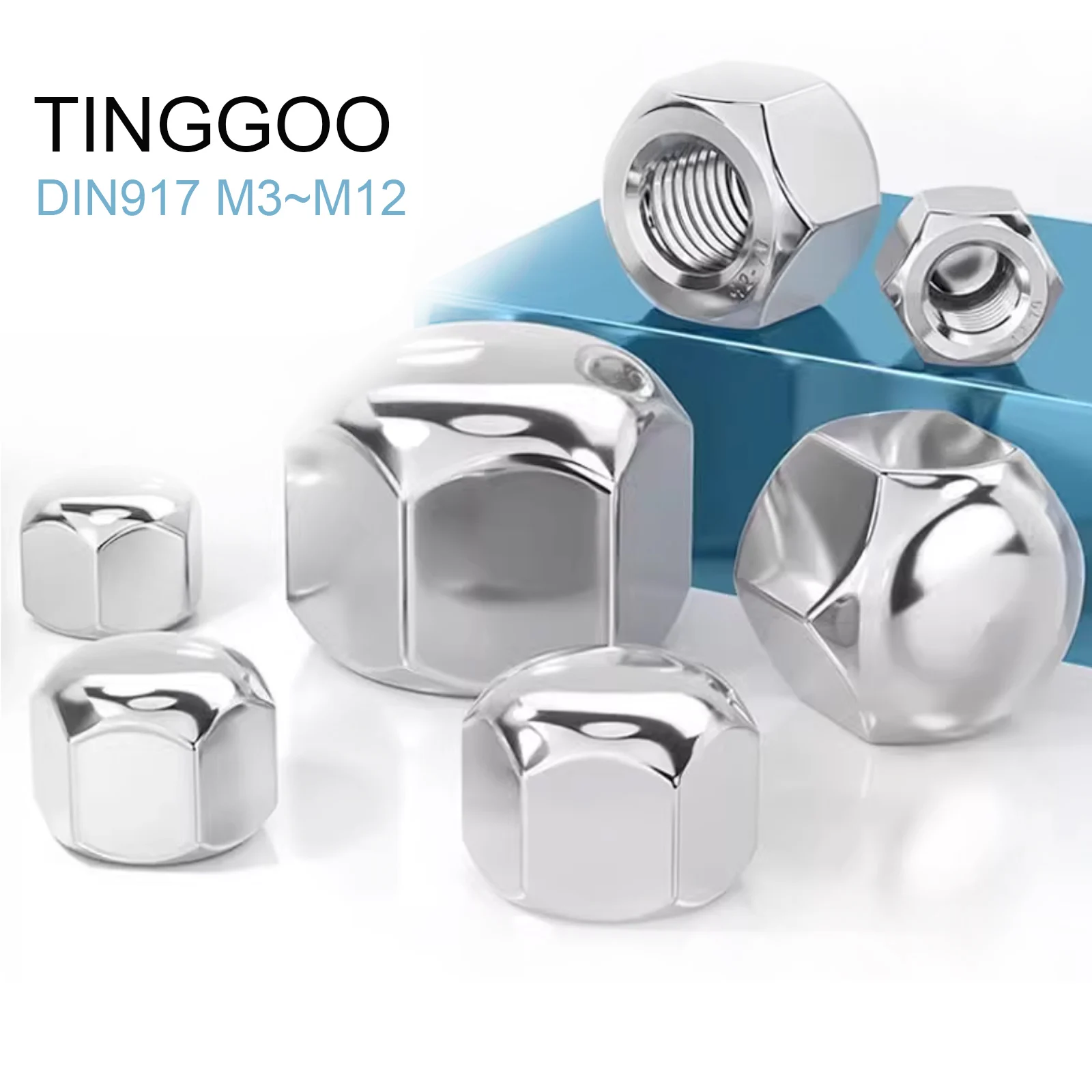1/10pcs M3 M4 M5 M6 M8 M10 M12 M14M16 304 Stainless Steel DIN917 Low Head Cap Nut Decorative Screw Cap Round Ball Head Cover Nut