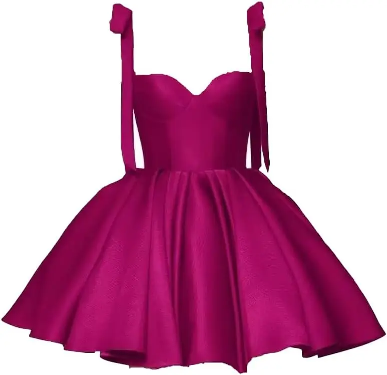 

Атласное молодежное платье с открытыми плечами обратно в школу, 2025, короткое бальное платье, коктейльное платье в форме сердца, вечернее платье принцессы для дня рождения