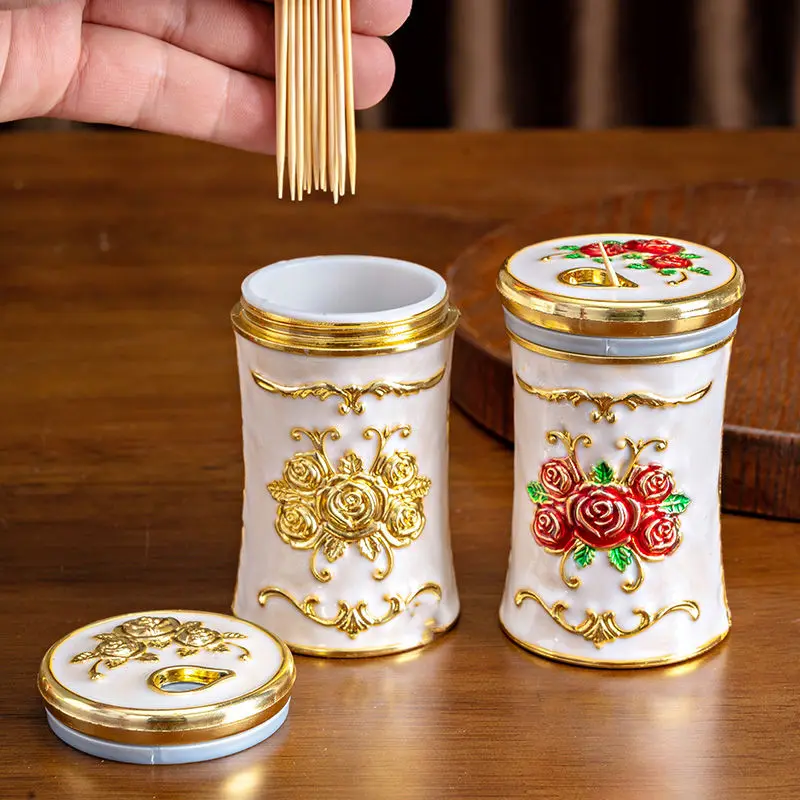 European Upscale Household Living Room Toothpick Box High Color Value Portable Small Waist Toothpick Holder Toothpick Holder