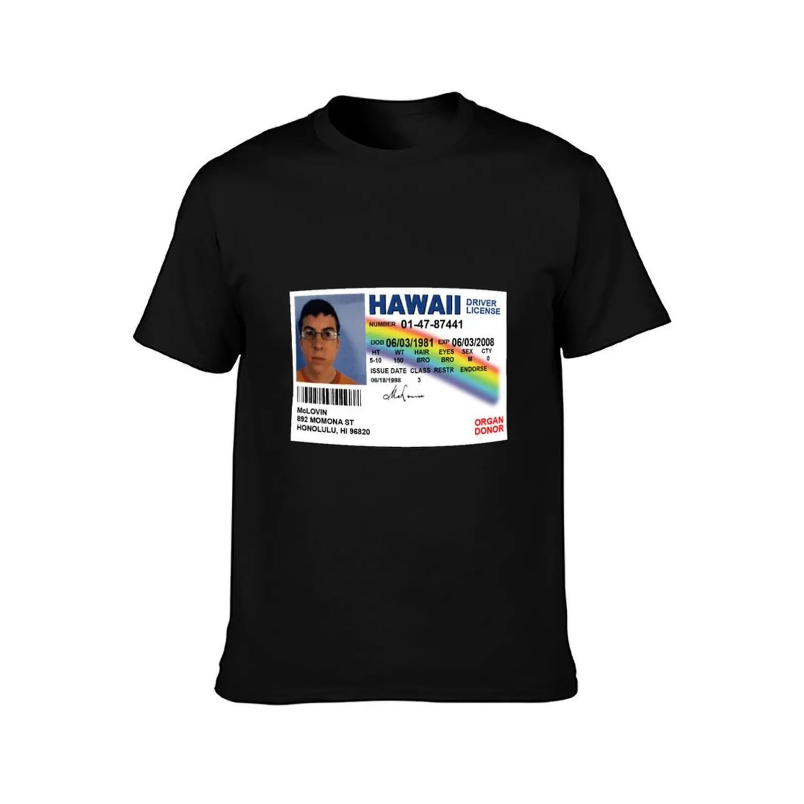 McLovin fake id Superbad T-Shirt Street Fashion Casual Tee Shirt T-Shirt