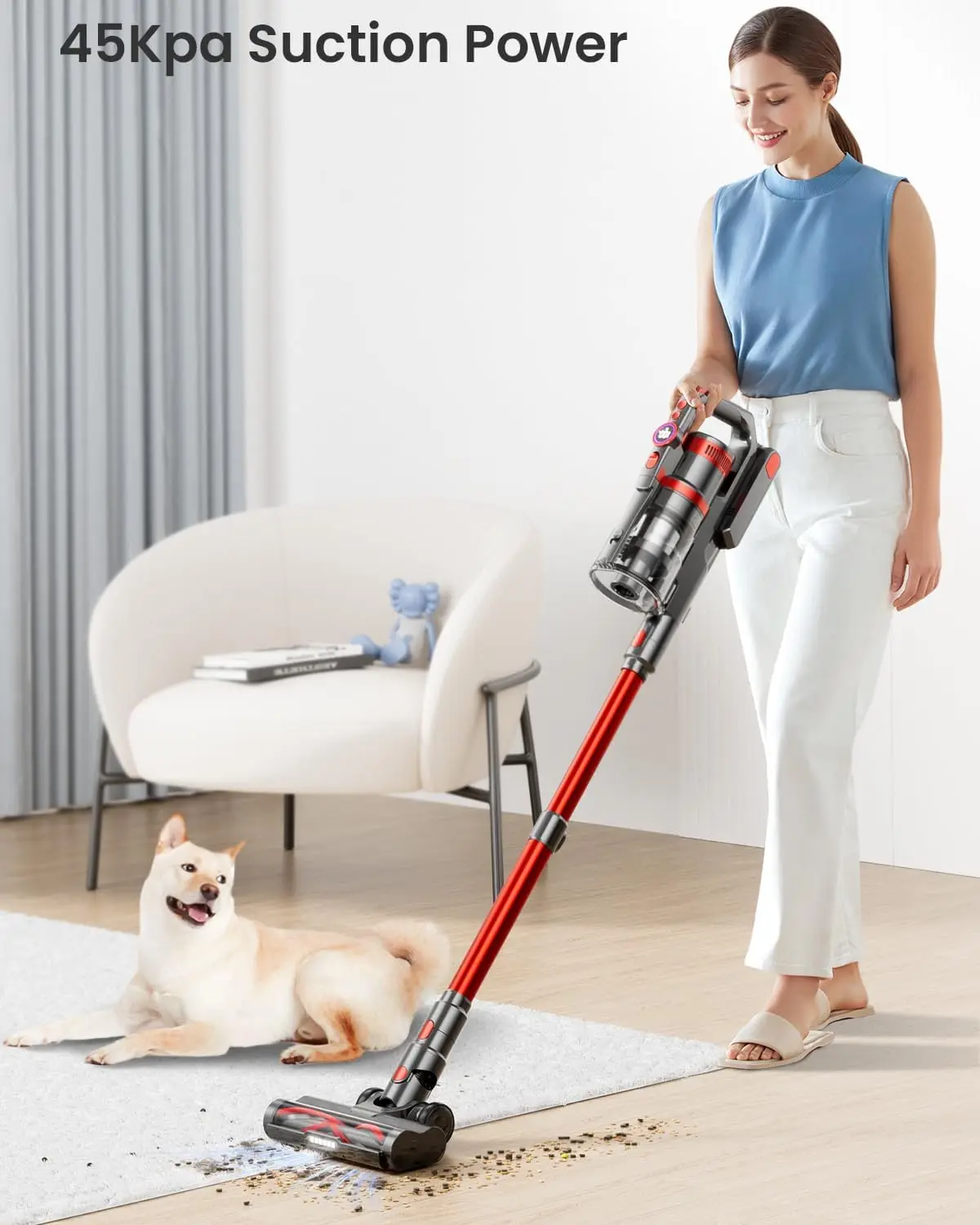 Беспроводной пылесос, пылесосы 550 Вт, 45 кПа для дома, беспроводной пылесос со светодиодным экраном, максимальное время работы 55 минут