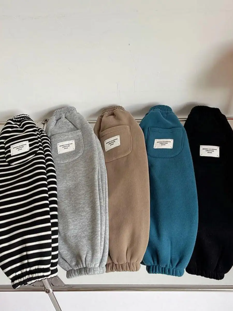 กางเกงขายาวเด็กแบบชิ้นเดียว แบรนด์ Thiened สำหรับฤดูหนาว สไตล์ลำลอง เหมาะสำหรับเด็กผู้ชายและเด็กผู้หญิง ดีไซน์ลายทางสไตล์เกาหลี ให้ความอบอุ่น ทรงหลวม ใส่สบาย