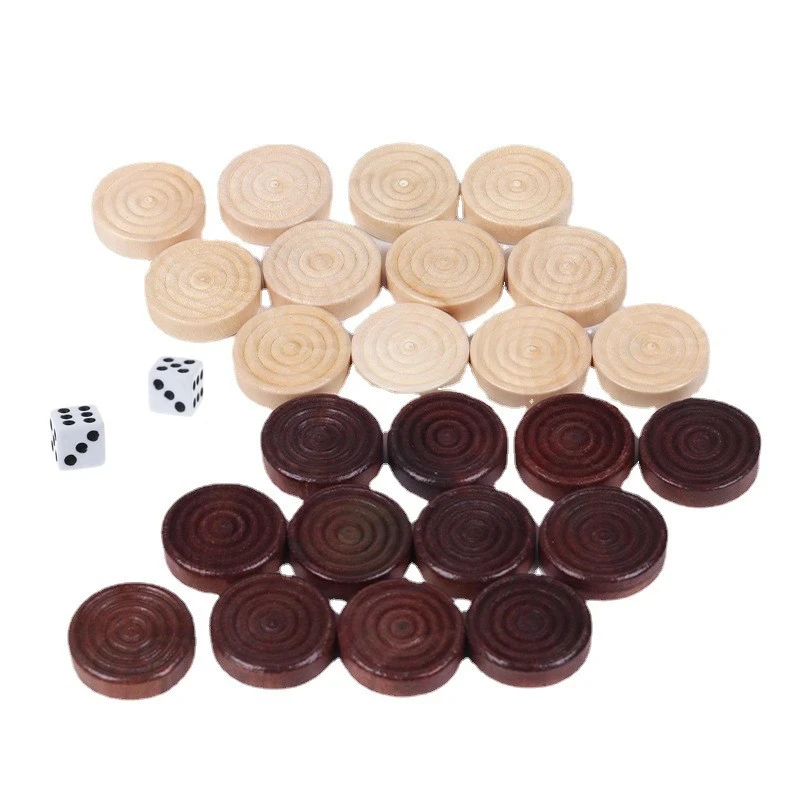 30 Teile/satz Holz Runde Dame Stücke Für Backgammon Schach Spiel Zubehör – Detail 3