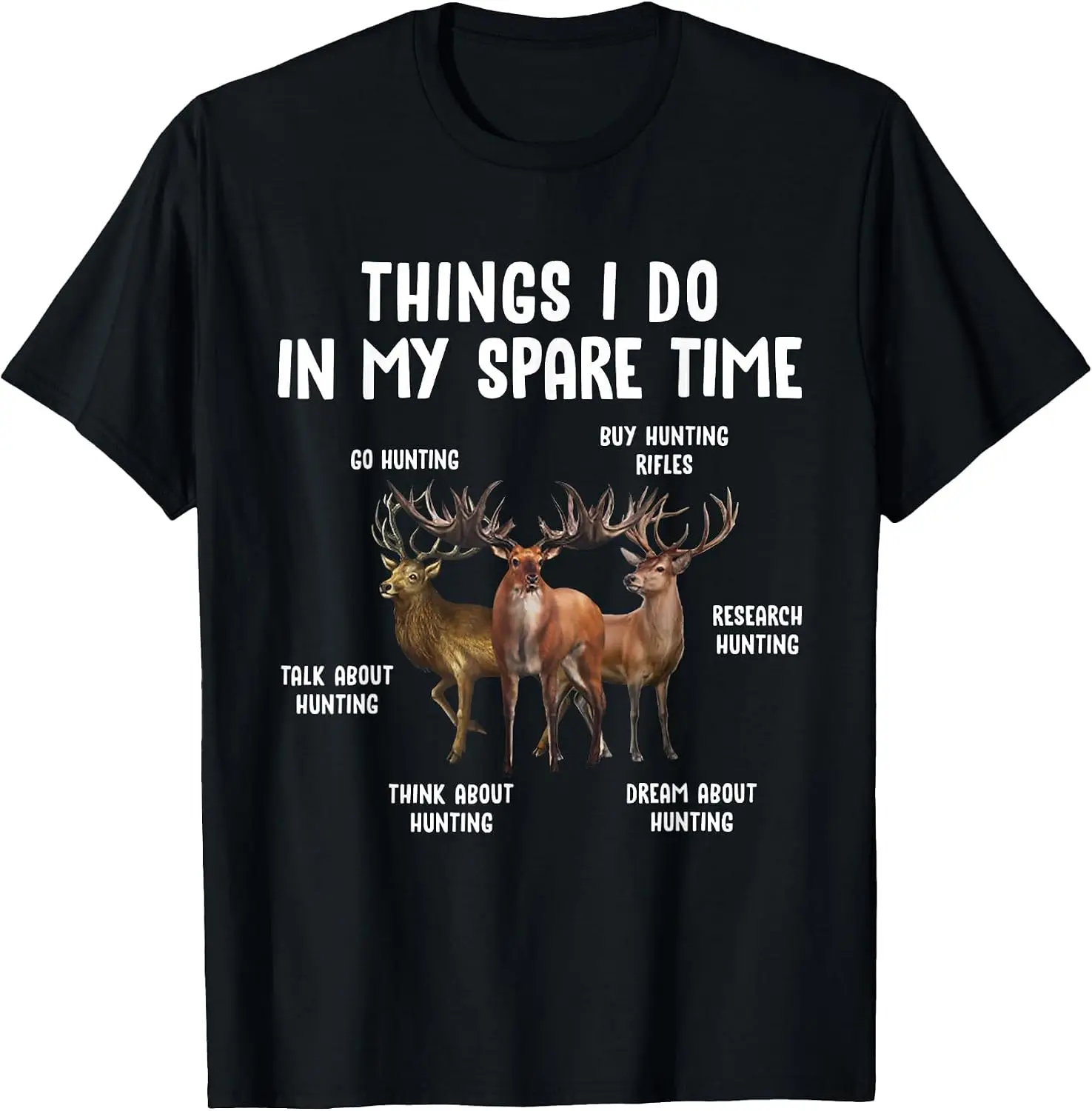 Deer Things I Do In My Spare Time Hunting Lovers T-Shirt vintage style tee  boxy fit tee black graphic tee 100% cotton men
