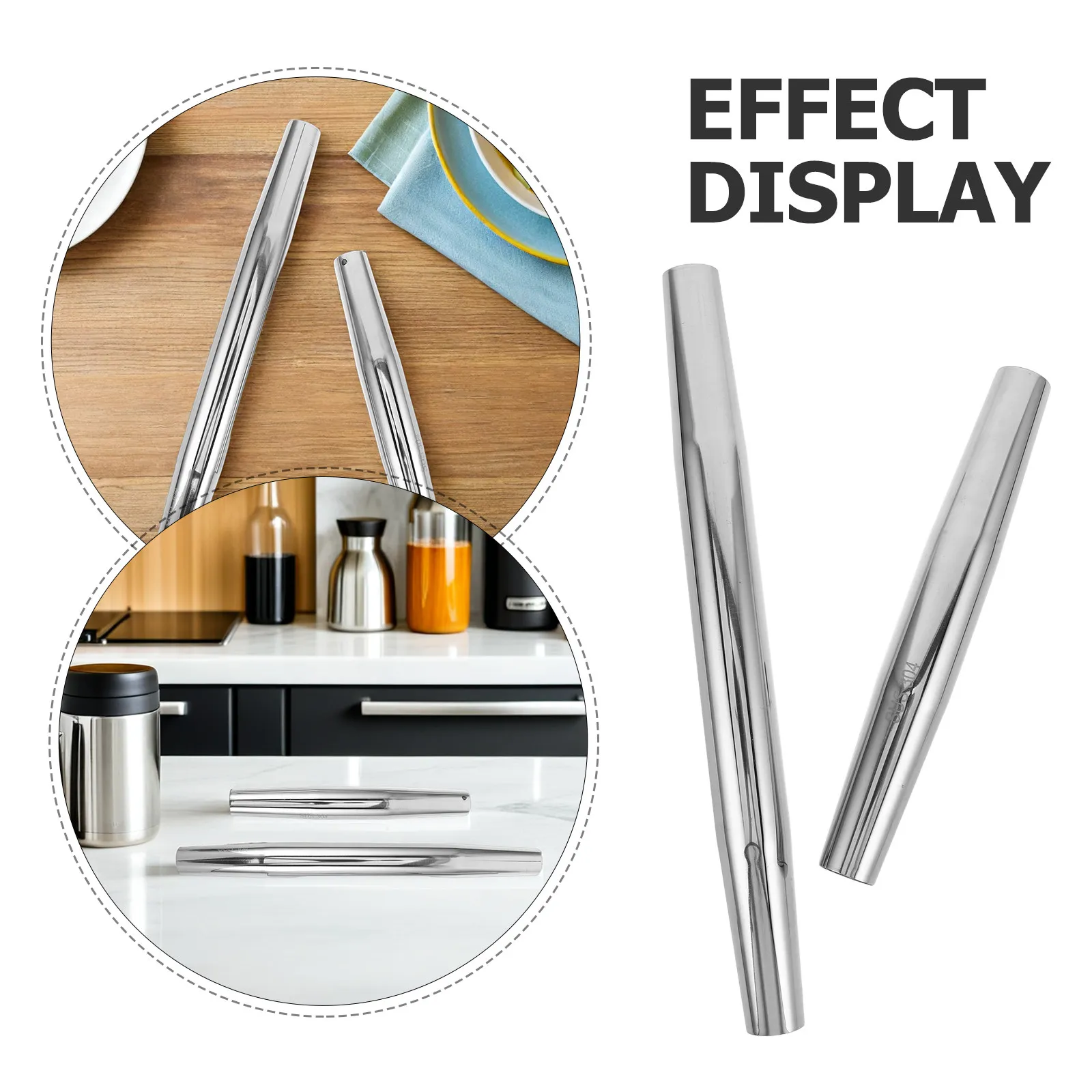 2Pcs Stainless Steel French Rolling Pin Heavy Duty Metal Dough Roller for Sugar Cookies Tortilla Pizza Dough Baking Utensils