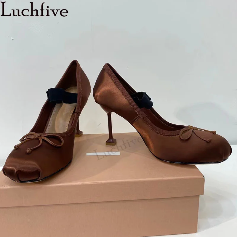 Hot Sale Woman\'s Satin Thin High Heel Shoes Quality Dance Shoes Summer Sexy Runway Stiletto Female Wedding Party Shoes Mujer