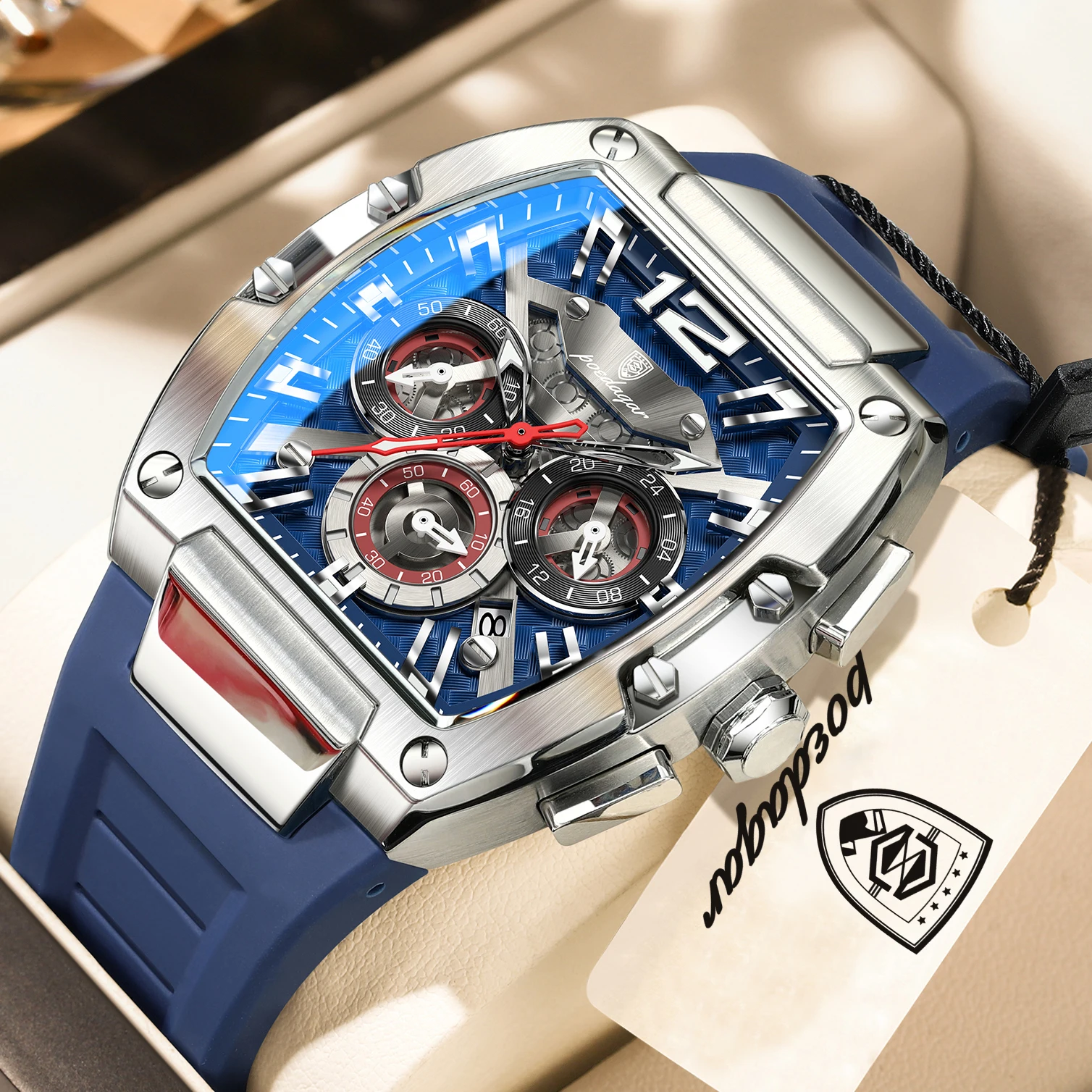 Reloj POEDAGAR Original de Moda para Hombre, Luminoso, Resistente al Agua, Deportivo, con Fecha, Cronógrafo, de Silicona, de Cuarzo