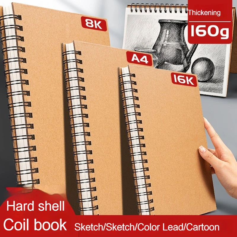 Spiral Sketchbook A4/A5 Sketch Book Thick Paper 8k/16k/32k 160GSM Refillable Notebook for Art Drawing Gouache Watercolour Paper