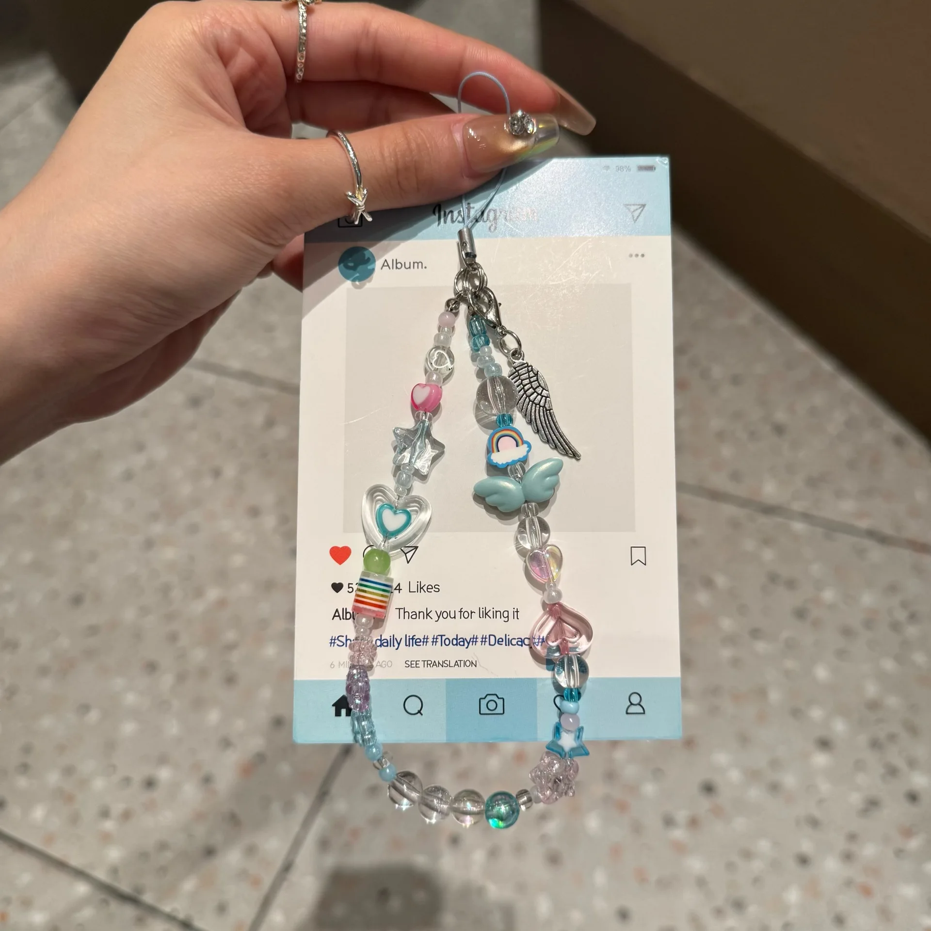 

Браслет из бисера в пасторальном стиле с крыльями ангела, ремешок для телефона-цепочки | Минималистичный браслет своими руками, подвеска для камеры CCD с защитой от потери, короткий ремешок