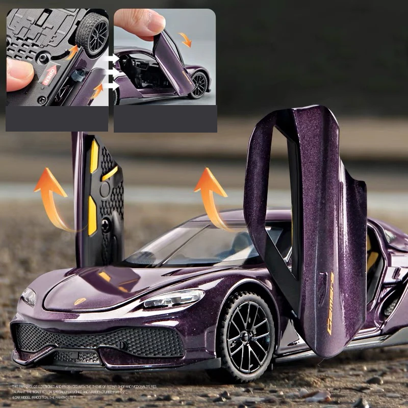 1:32 GT Gemera Mega-GT Gemini Alloy Miniature Car Toy Diecast Metal Scale Car Model Sound＆Light Childrens Toy Car Vehicles Gift