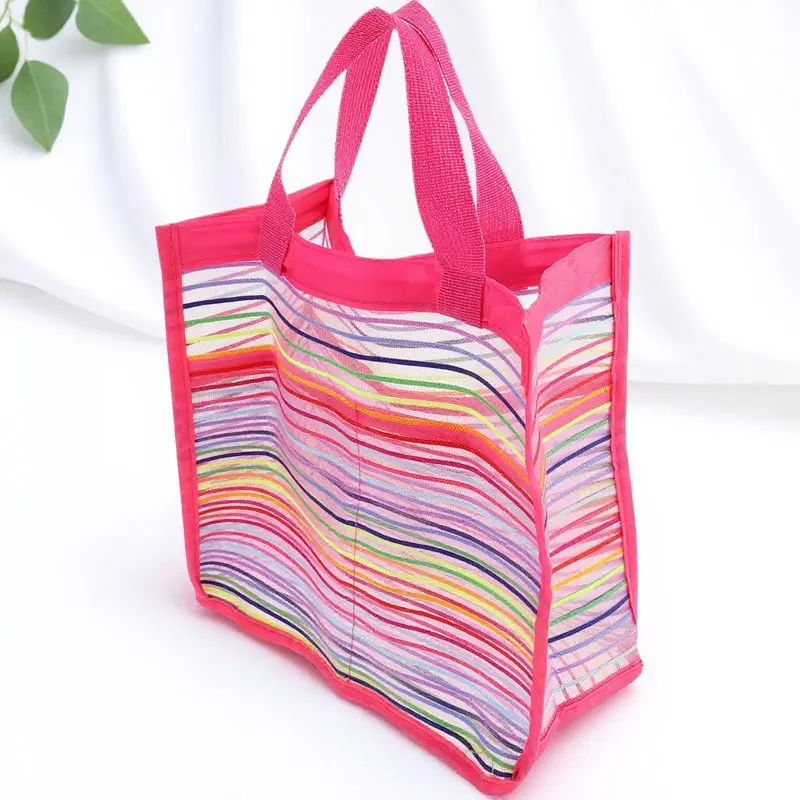 Creative Mesh Beach Bag Large Capacity Shoulder Tote Bag Portable Storage Pouch for Shell Collecting Swimming Camping