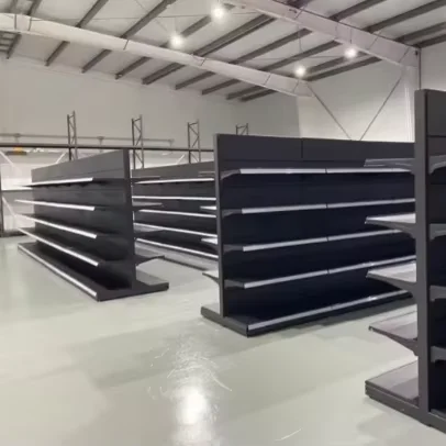 Heavy Duty Steel Gondola Shelf for Supermarket Grain and Oil Display Single-Sided Freestanding Display Rack Custom Size