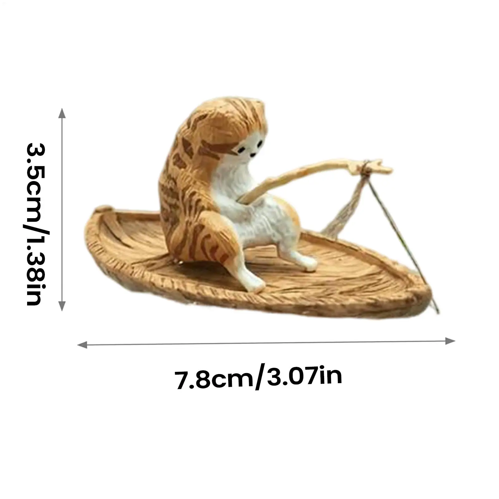 Aquarium-Dekorationen Kreatives Katzen-Angelboot Aquarium-Ornament Harz-Kätzchen Angler Fischbecken-Deko Garten-Teich-Landschaftsgestaltung – Detail 6