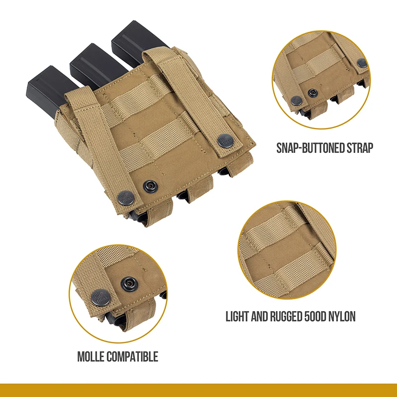 ONETIGRIS Tactical Molle Triple Magazine Pouche Extended 30 Round Pouch MOLLE Pistol Clip Glock Accessories Pouches