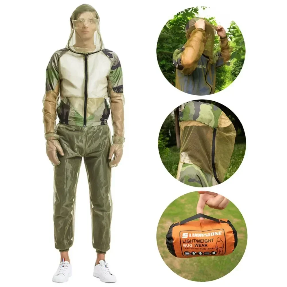 طارد البعوض في الهواء الطلق شبكة الشاش منع الحشرات ارتداء مقاومة تنفس الصيف ملابس طارد البعوض في الهواء الطلق