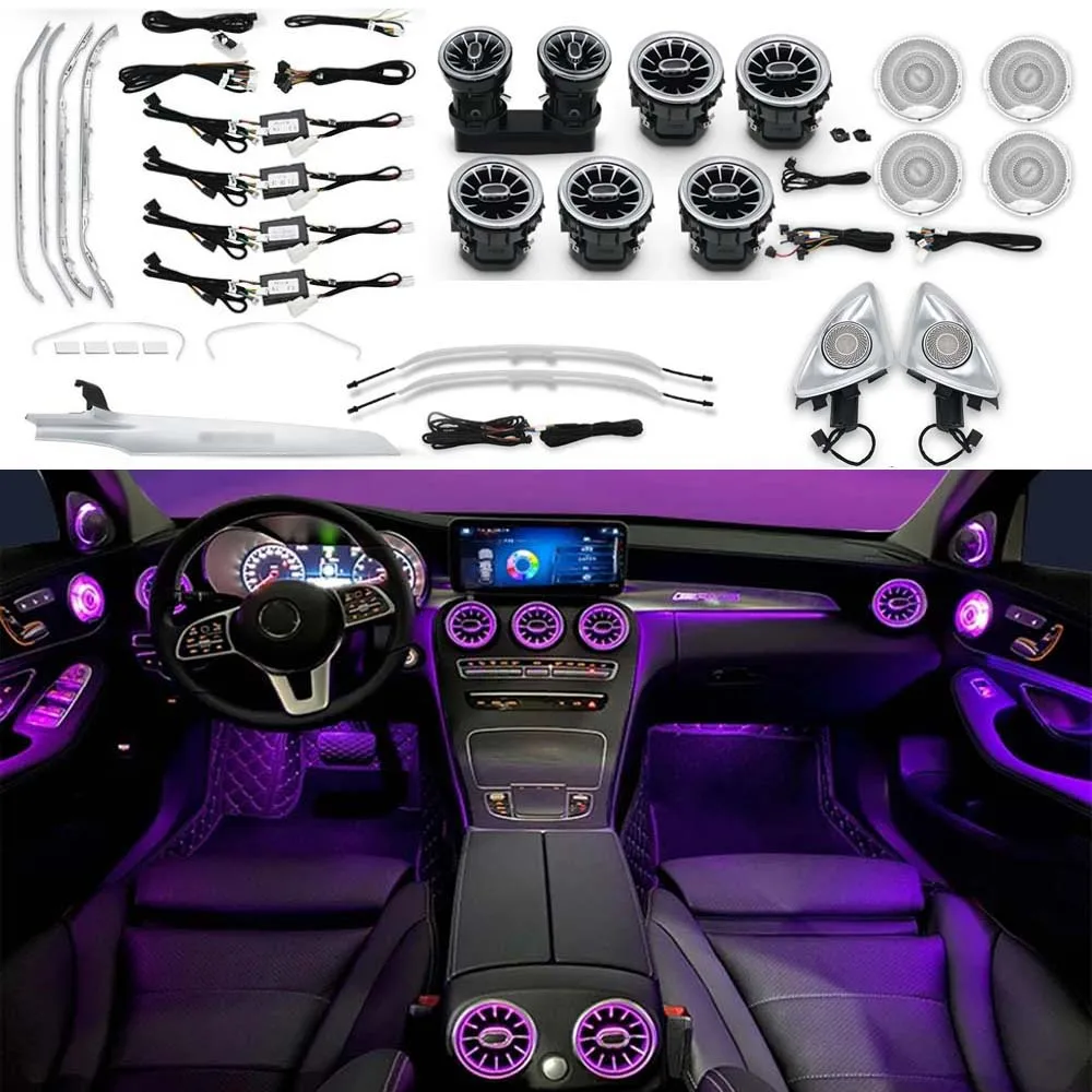 Upgrade 64 Colors W205 Ambient Lighting for Mercedes-Benz C-Class 2015 2016 2017 2018 2019 2020 2021