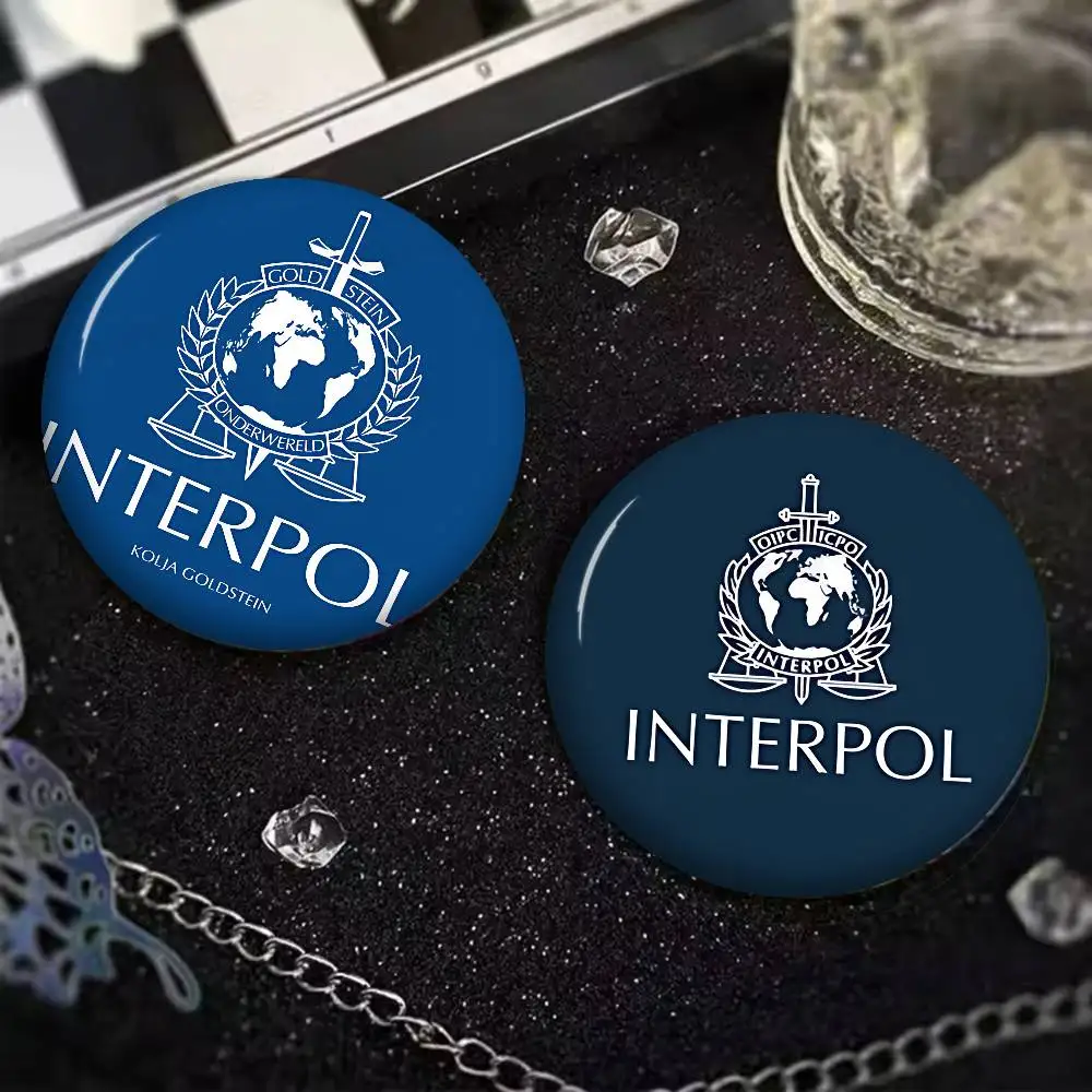 I-Interpol LOGO Photo Brooches Creative Round Badge Gifts Pins 32/44/58mm