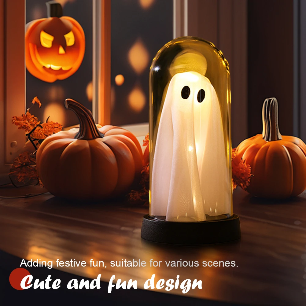 ハロウィンゴースト装飾ライトコードレスライトアップゴーストオーナメントランプガラスの下の暖かい光点灯ゴーストお祭り雰囲気ライト