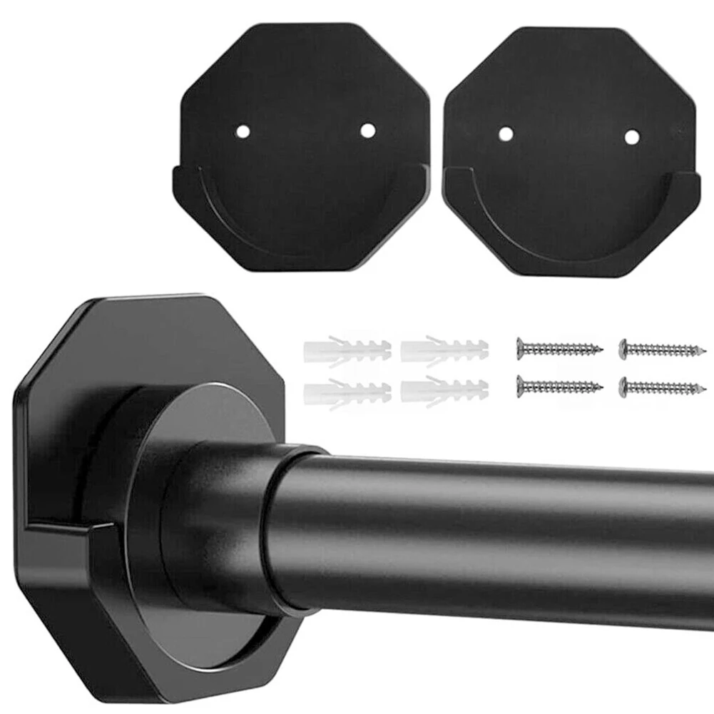 2X Bathroom Shower Curtain Rod Holder Wall Mount ABS Build Holds Shower Rods up to 20 Pounds Designed to Prevent Rod Falling