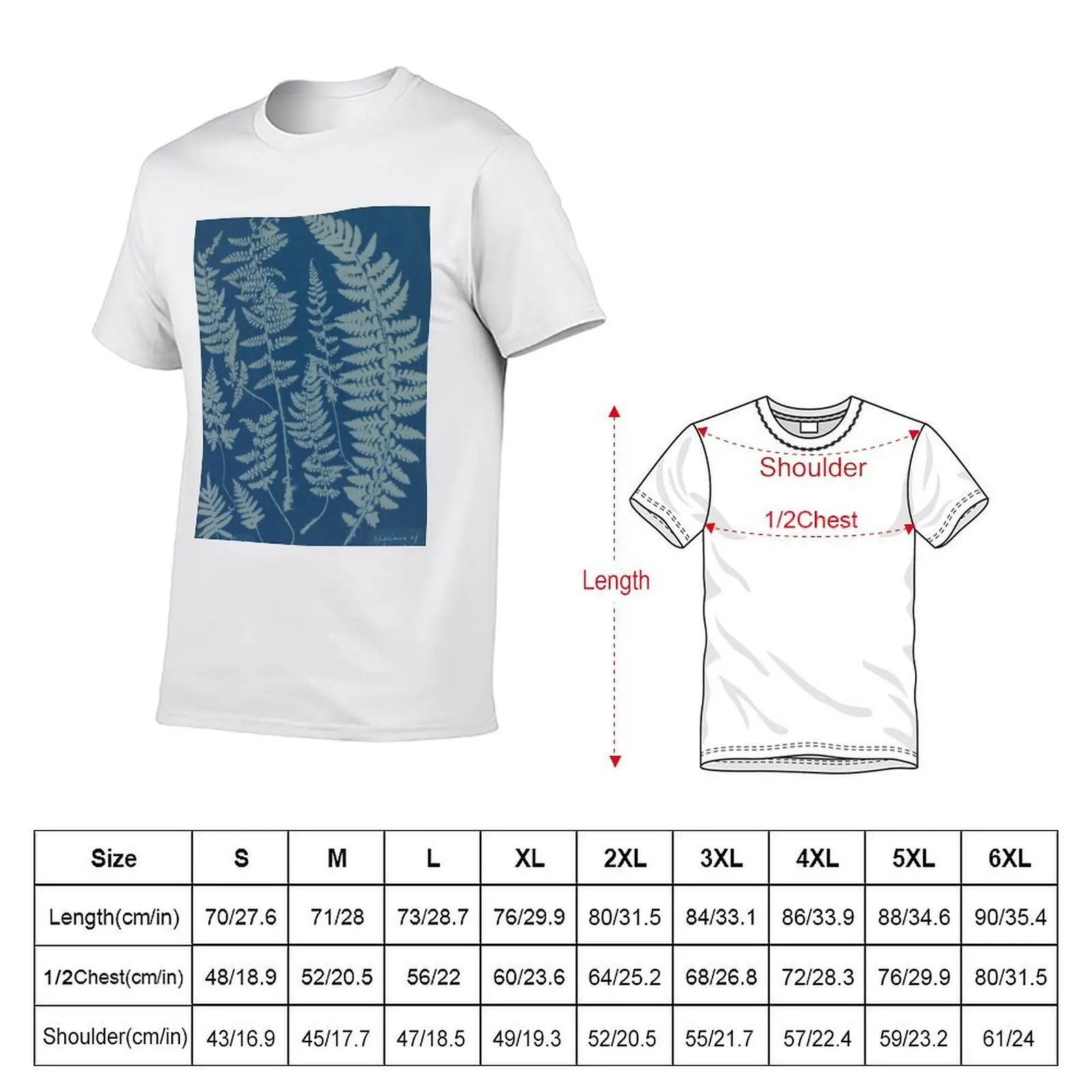 Anna Atkins Ferns. Specimen of Cyanotype 1840s T-Shirt customs design your own luxury t-shirt men clothing
