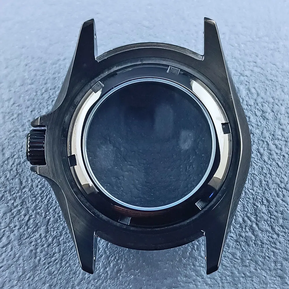 SKx 007 black polished watch case fit nh34 mh35 nh36 movement installation 316L stainless steel sapphire glass 10BAR waterproof