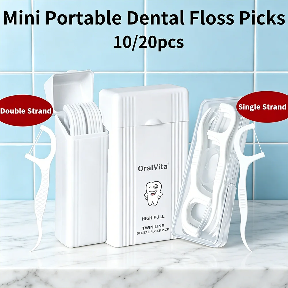 10/20pcs Travel Case - Mini Portable Dental Floss Picks - Single or Double Strand