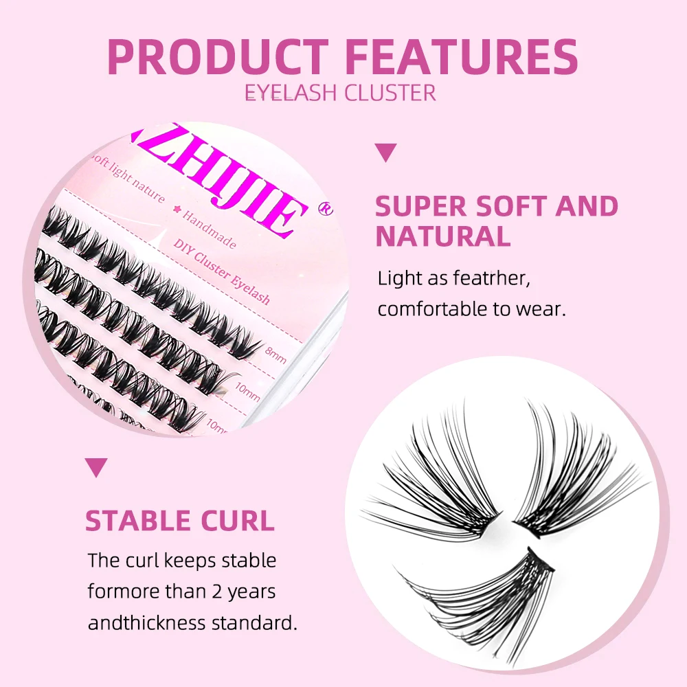 MASSCAKU 240 Bundles New Individual 20D Russian C/D Curl Volume Segmented DIY Cluster Eyelash Extension Makeup Grafting Cilia