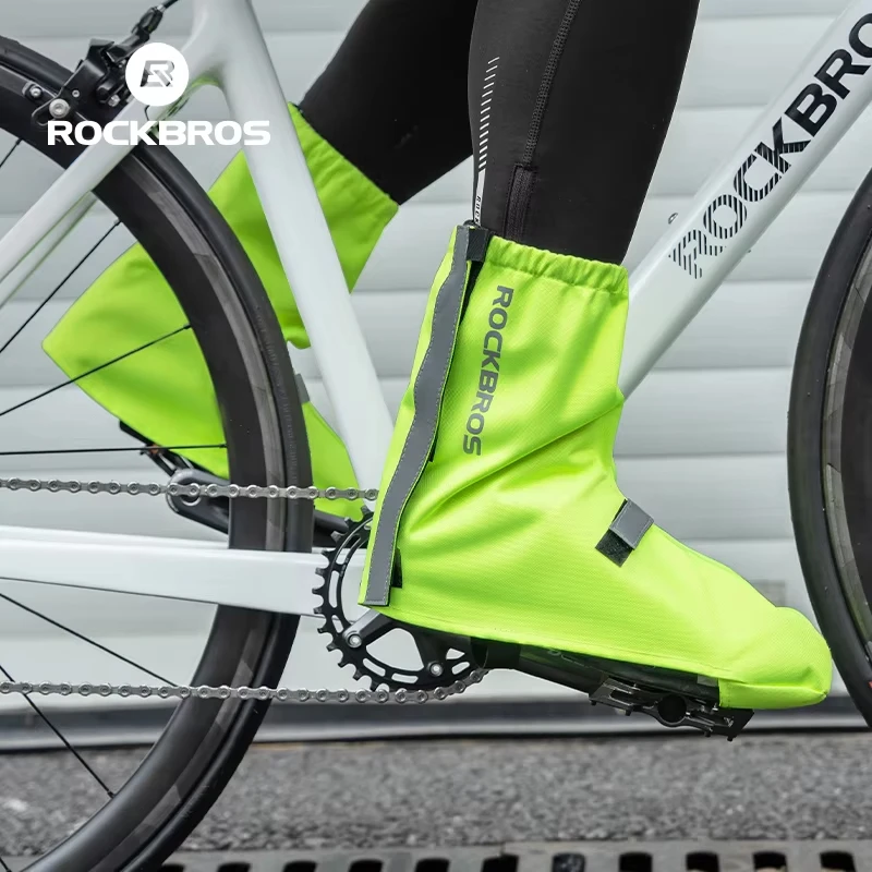 

ROCKBROS Sport Shoe Covers Reflective Extended Waterproof Windproof Mountain Bike Road Moto Bike 36-46 Size Lock Shoe Covers
