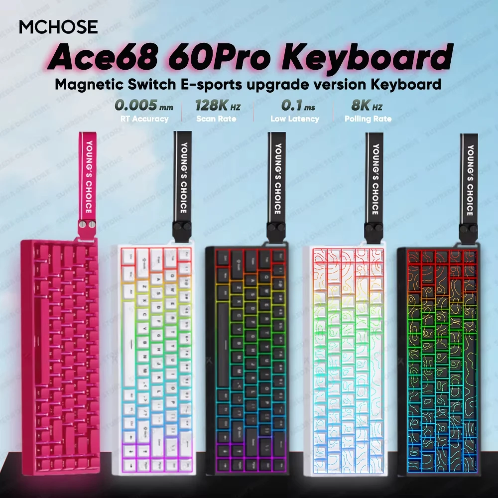 Mchose Ace 68 Ace60 Pro Ace68 Ace60 Gaming Magnetic Keyboard Wired Rapid Trigger 0.005mm 8K Return 0.1ms Gamer Keyboard