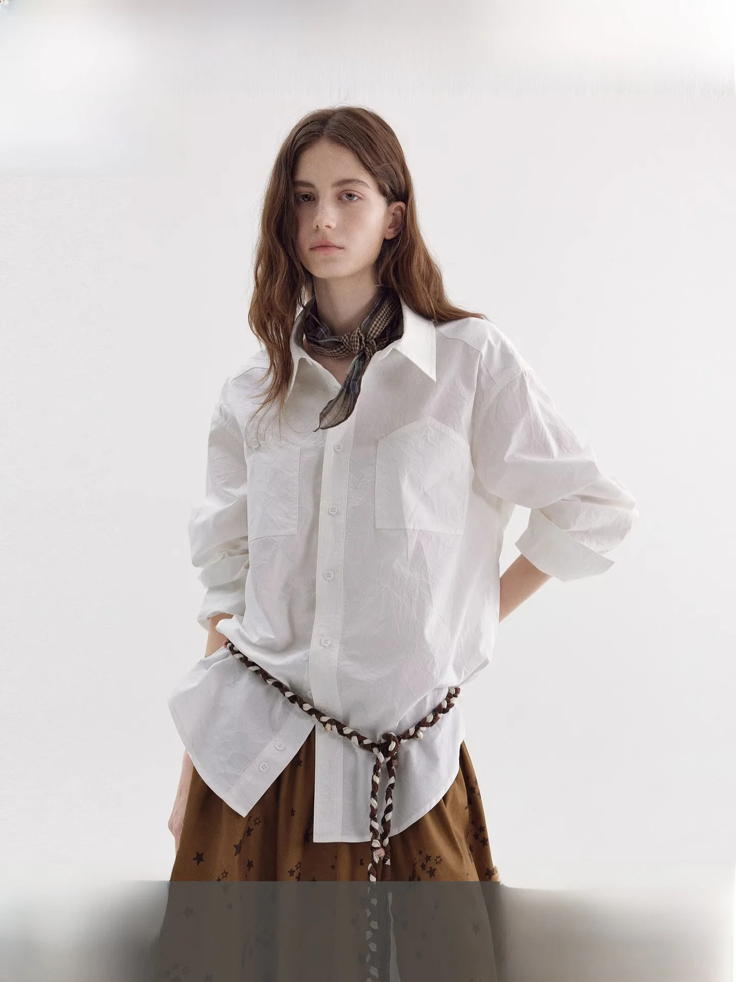 

Женская рубашка Fano из 100% хлопка в американском стиле, свободного кроя, повседневная, винтажная, весенняя, новая модель, премиум-класса, с длинным рукавом, свободный крой, топ