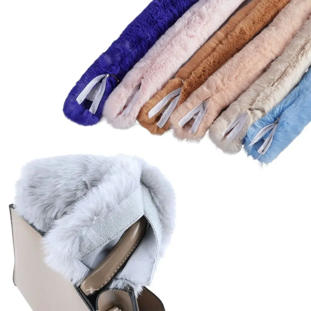 Women Faux Fur Bag Belts Plush Bag Strap Shoulder Handbag Strap Replacement Belt Fashion Bag Winter Warm Handles With Zipper