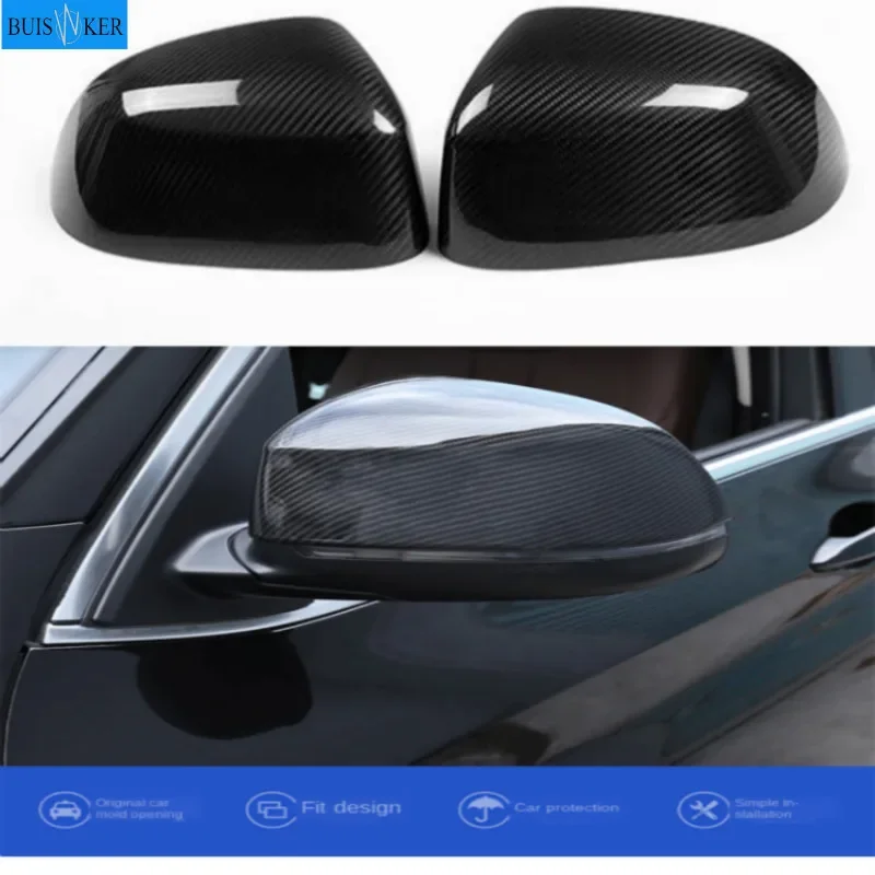 1 Pair Horn Shape Glossy Black / Carbon fiber Rearview Replacement Side Mirror Covers For BMW X3 G01 X4 G02 X5 G05 X6 G06 2018