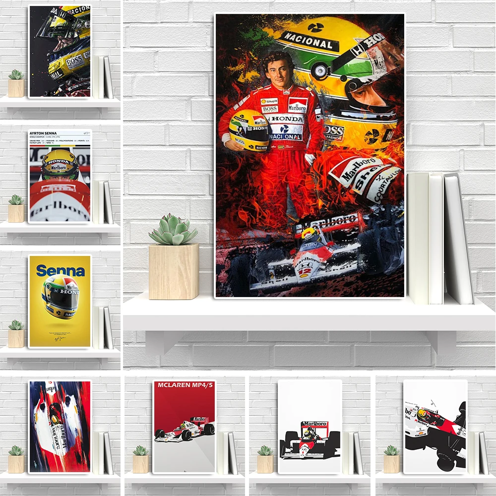 Fomula Legend Racing Driver Ayrton Senna Graffiti Canvas Painting Abstract Sports Car Poster Supercar Wall Art Room Home Decor