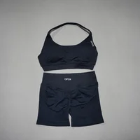 DFDK Women's Fashion 2 Piece Sports Set Lace Up Sports Bra Seamless Shorts Leggings Yoga Gym Fitness Running Tracksuit - Image 5