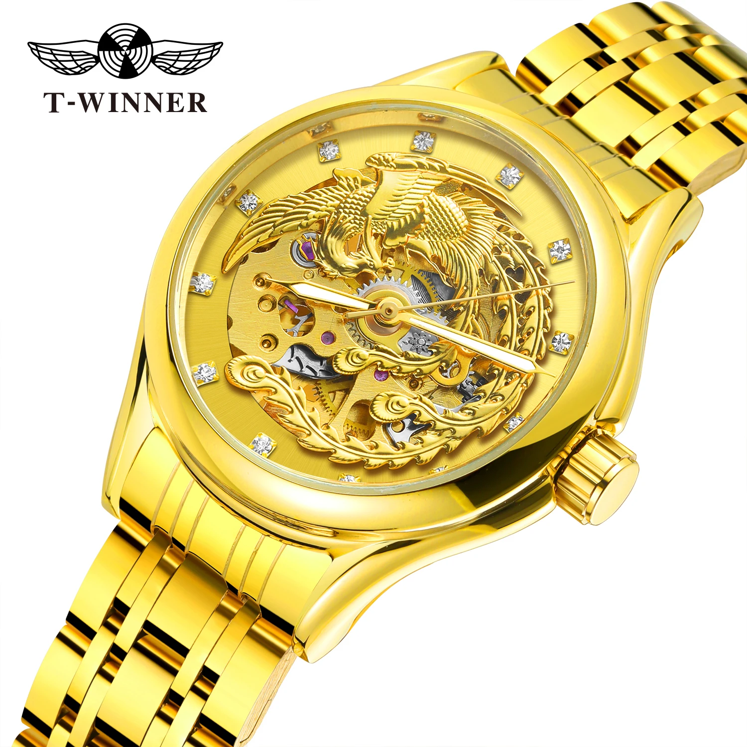 Top Luxury Golden Watch Women Automatic Mechanical Wrist Watches Stainless Steel Strap Royal Classic Ladies Clock Nice Gift