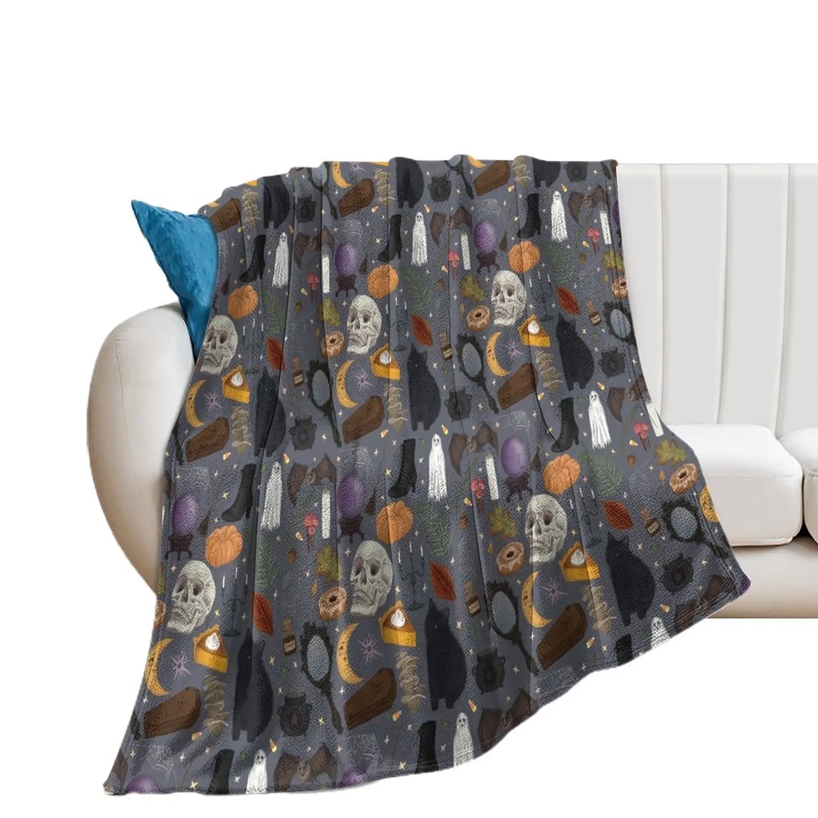 Samhain (Halloween) Pattern- Stormy Throw Blanket Bed covers Sofas Hairys Nap Blankets