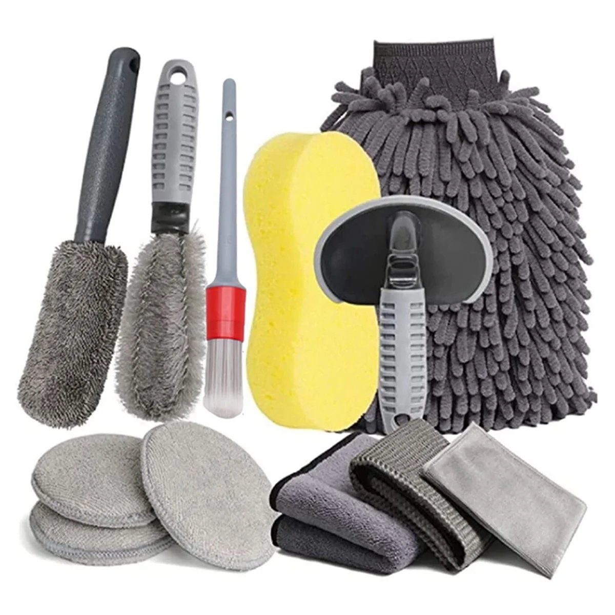 

Car Wash Tool Brush 12-Piece Car Tire Brush Double Wheel Hub Brush Encryption Car Wash Gloves