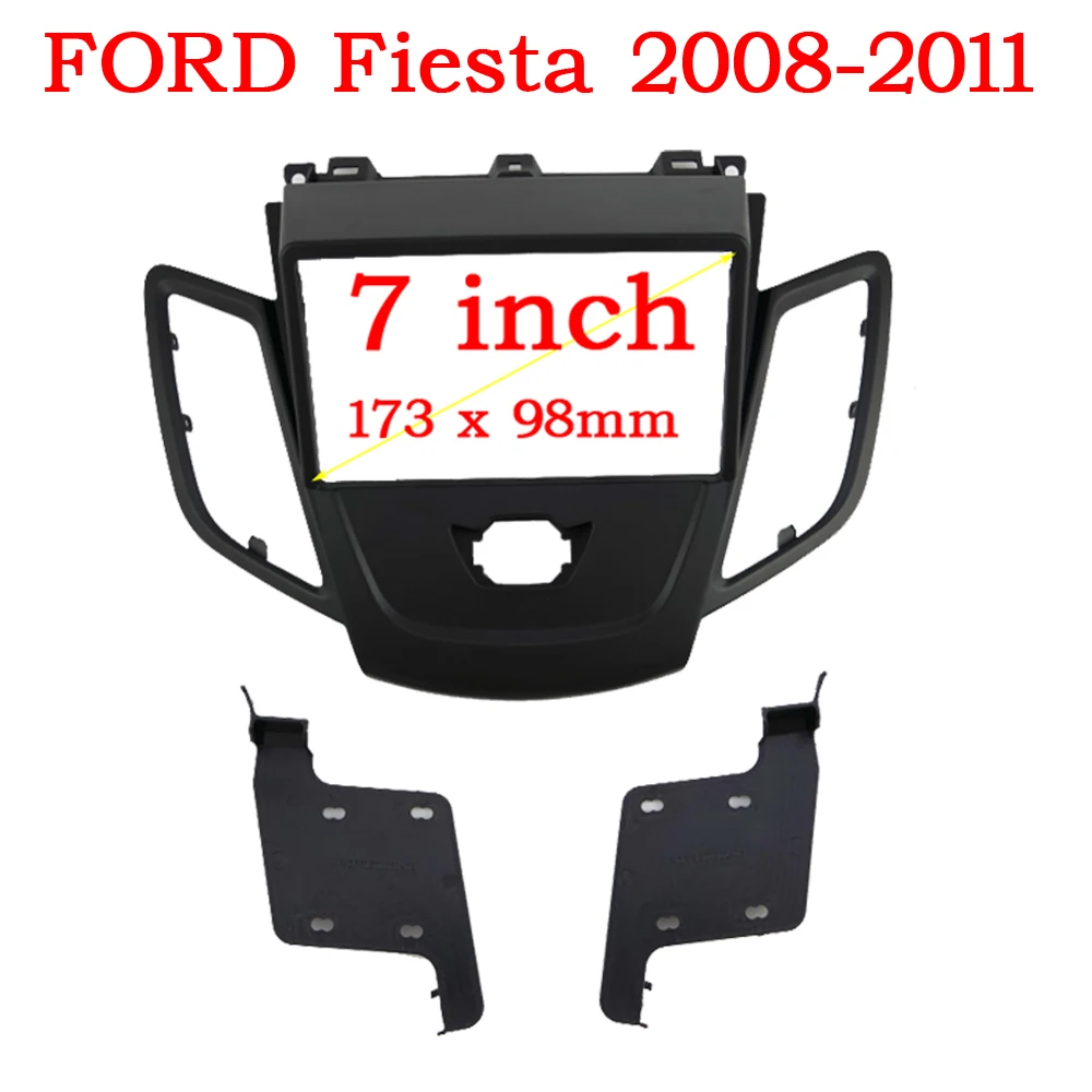 

WQLSK Double Din Radio Fascia Frame for FORD Fiesta 2008-2017 Panel Dash Mount Installation Trim Kit Face Black Frame GPS