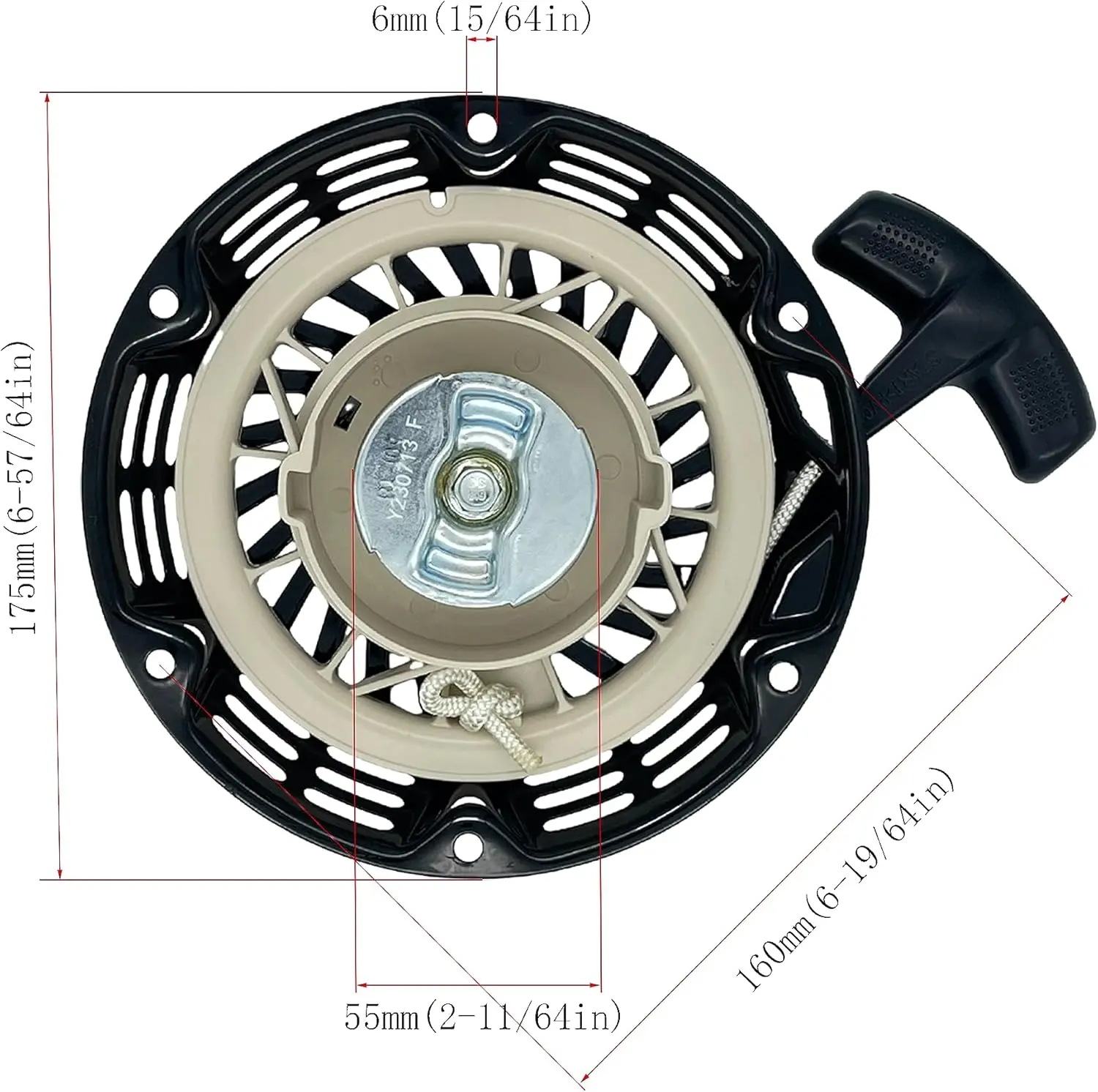 212 196 224 208 cc Pull Start Assembly for Predator Champion | Recoil Starter w/Pulley Cup for Coleman Honda Westinghouse Firman Ryobi Simpson 5.5 6.5 hp Small Engines etc