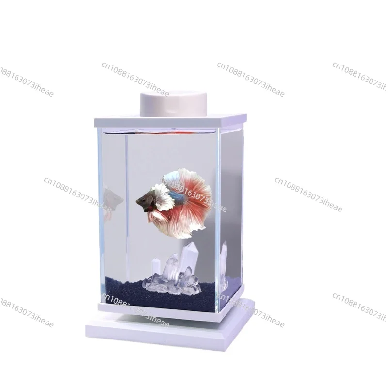 

Small Aquariums Rotating Betta Tank Desktop Ornament Glass Fishbowl Household Transparent Landscaping Aquarium Fish Tanks