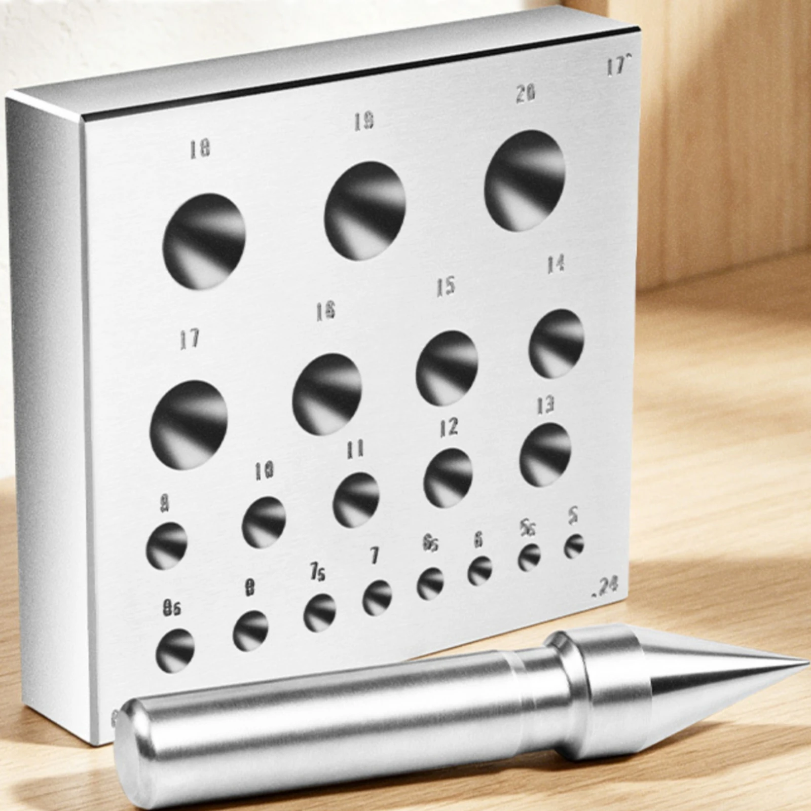 Metal Forming Block with Punch Hardened Steel Jewelry Forming Block with Punch Tool Accurate Bench-Top for Jewelers