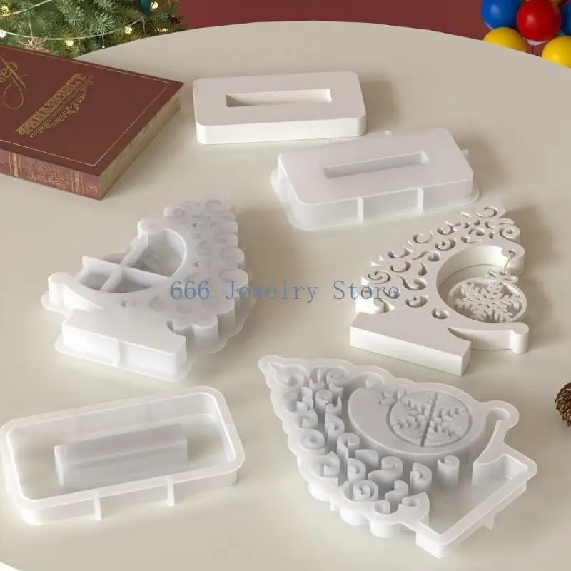 

F2TD Festive Silicone Craft Mould Christmas Tree Snowflake Resin Project Accessory