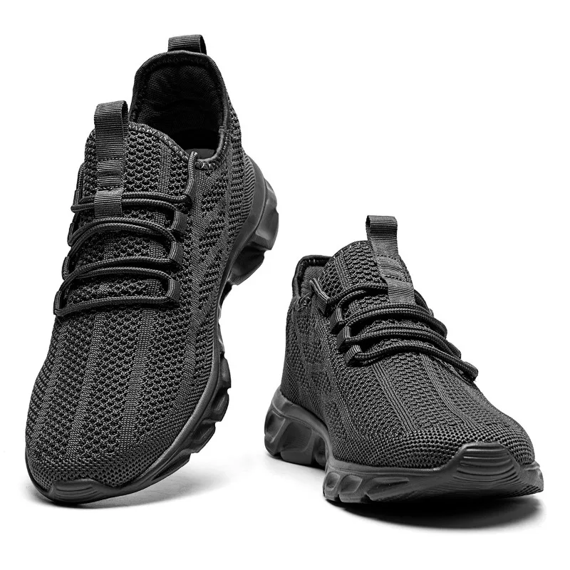 Damyuan bernapas Mesh sepatu pria hitam berjalan flat ukuran besar wanita tenis Sneakers Unisex Jogging berjalan sepatu atletik