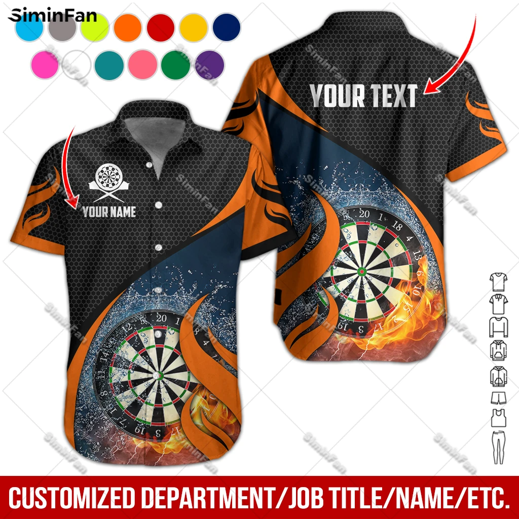 Custom Text Ice Fire Dartsboard Colorful Men Hawaiian Short Sleeve Shirts 3D Printed Male Lapel Tshirt Summer T-shirt Unisex Tee