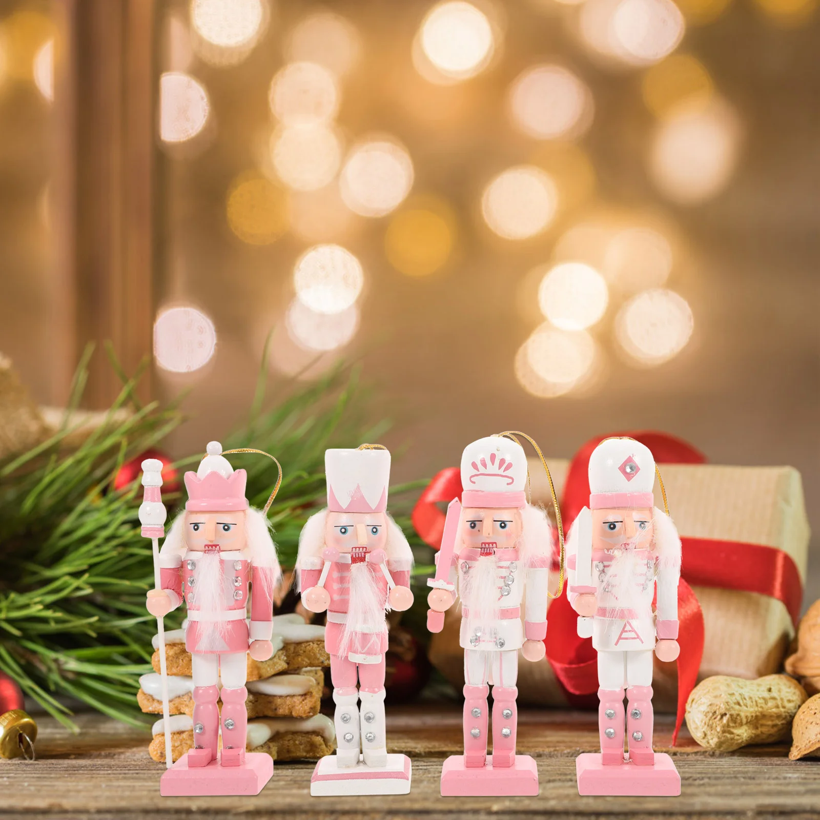 4 Pcs Nutcracker Pendant Soldier Decor Xmas Desktop Christmas Traditional Crackers Stickers Nutcrackers Decorations