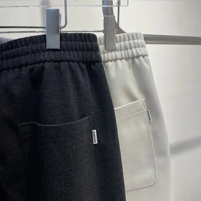 2024 New Autumn Winter plus Size 300 Pou Thiened Fce Men's Casual Pants Loose Straight Wide Leg Trousers