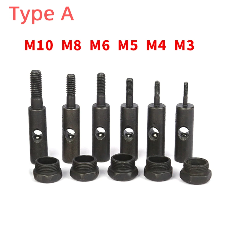 M3-M12 1/4-20 Manual Nut Rivet Gun Nose Assembly Piece Hand Riveter Tool Head Tips Mandrel Alloy Steel Pull Rod Nuts