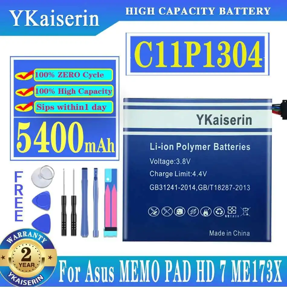 

C11P1304 5400mAh For Asus Memo Pad HD 7 ME173X HD7 ME173 K00B Tablet Battery High-Efficiency