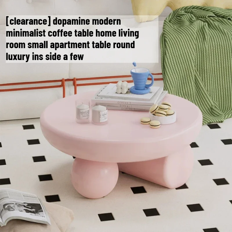 # Modern Wood Coffee Tables Pink Round Decorations Low Coffee Tables Cute Apartment Mesa De Centro Sala Dopamine Furniture