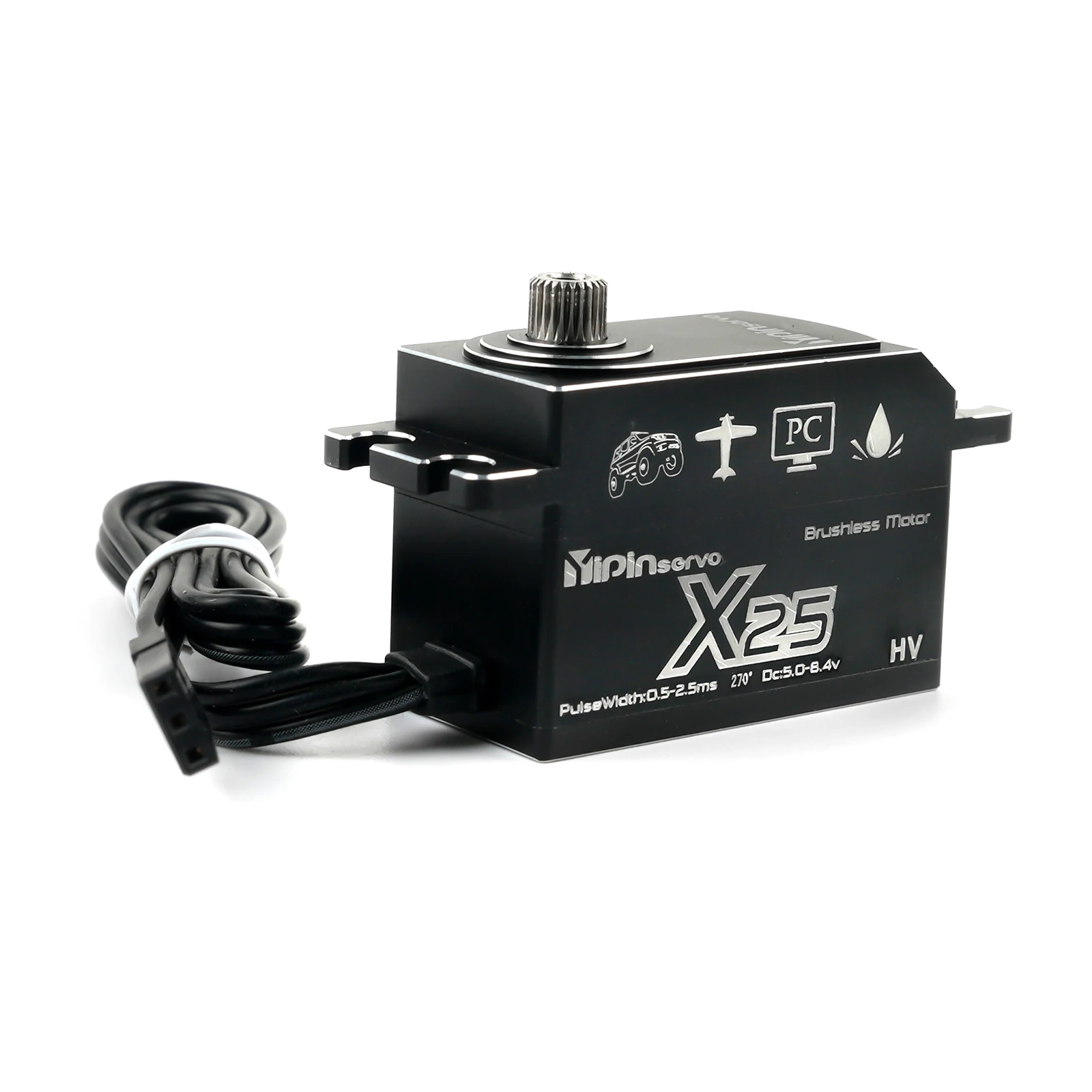 25kg.cm corpo curto metal digital servo x25 motor sem escova servos funções de energia peças para robô/carros modelo brinquedos